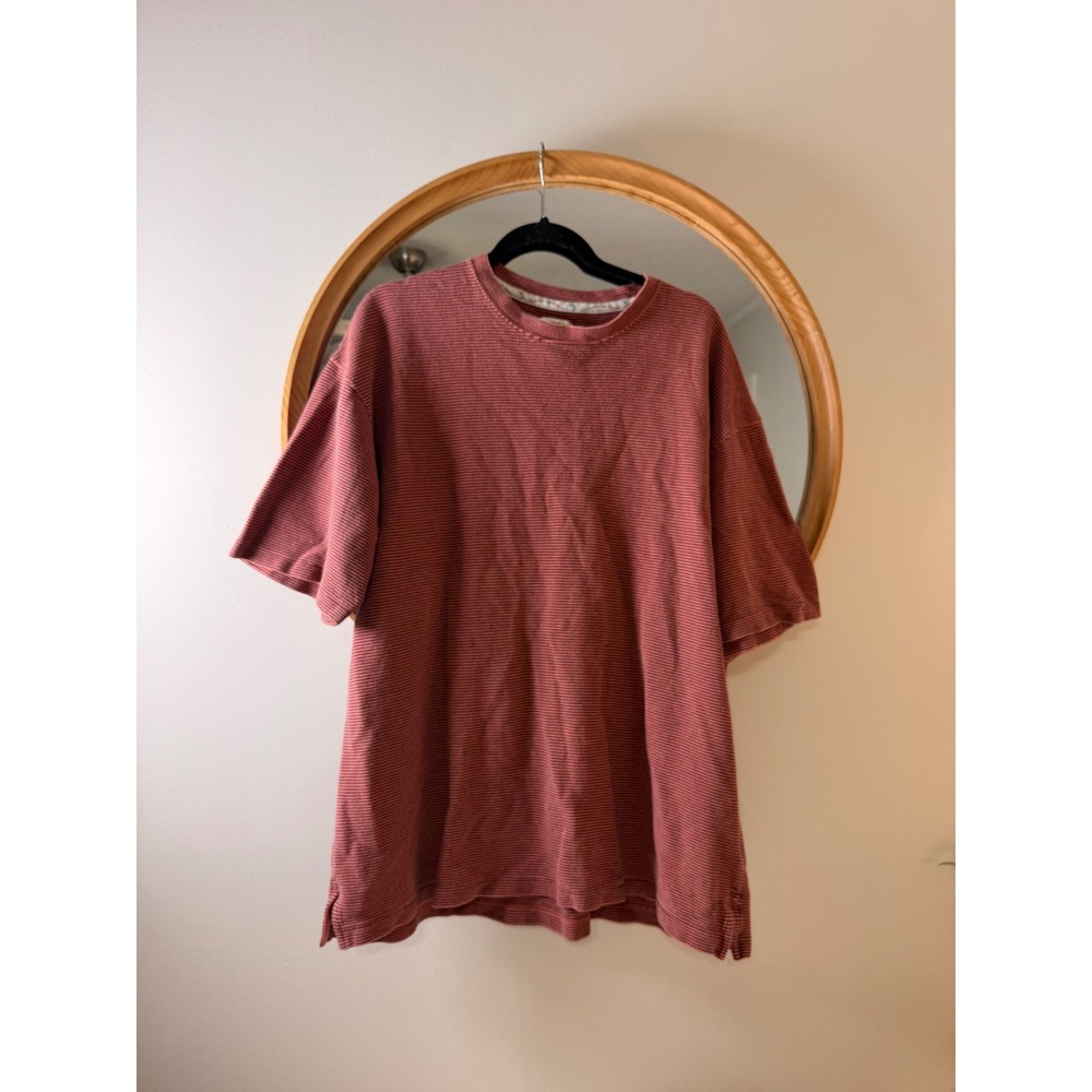 Original Island Sport T-Shirt Mens XL Terracotta Fair Micro-Stripe Coastal